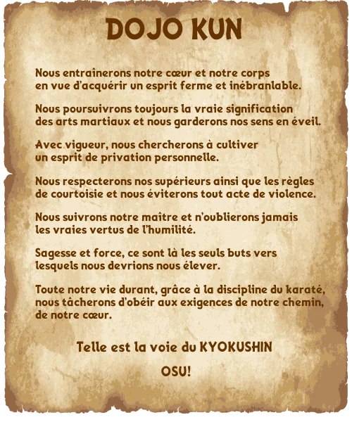 Le dojo kun — les principes fondamentaux du Kyokushin
